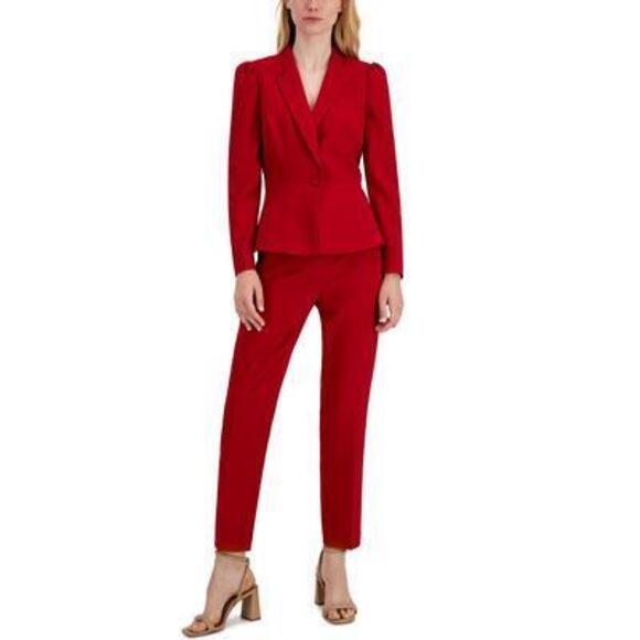 Tahari ASL Womens Crepe Work Wear Ankle PantsRed 8